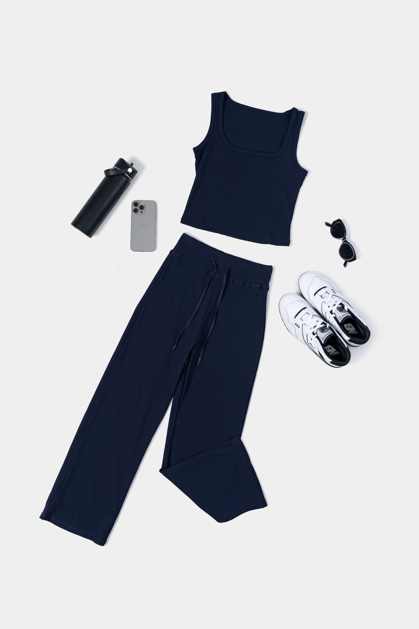 Rib Relaxed Pants 26"- Navy Blue