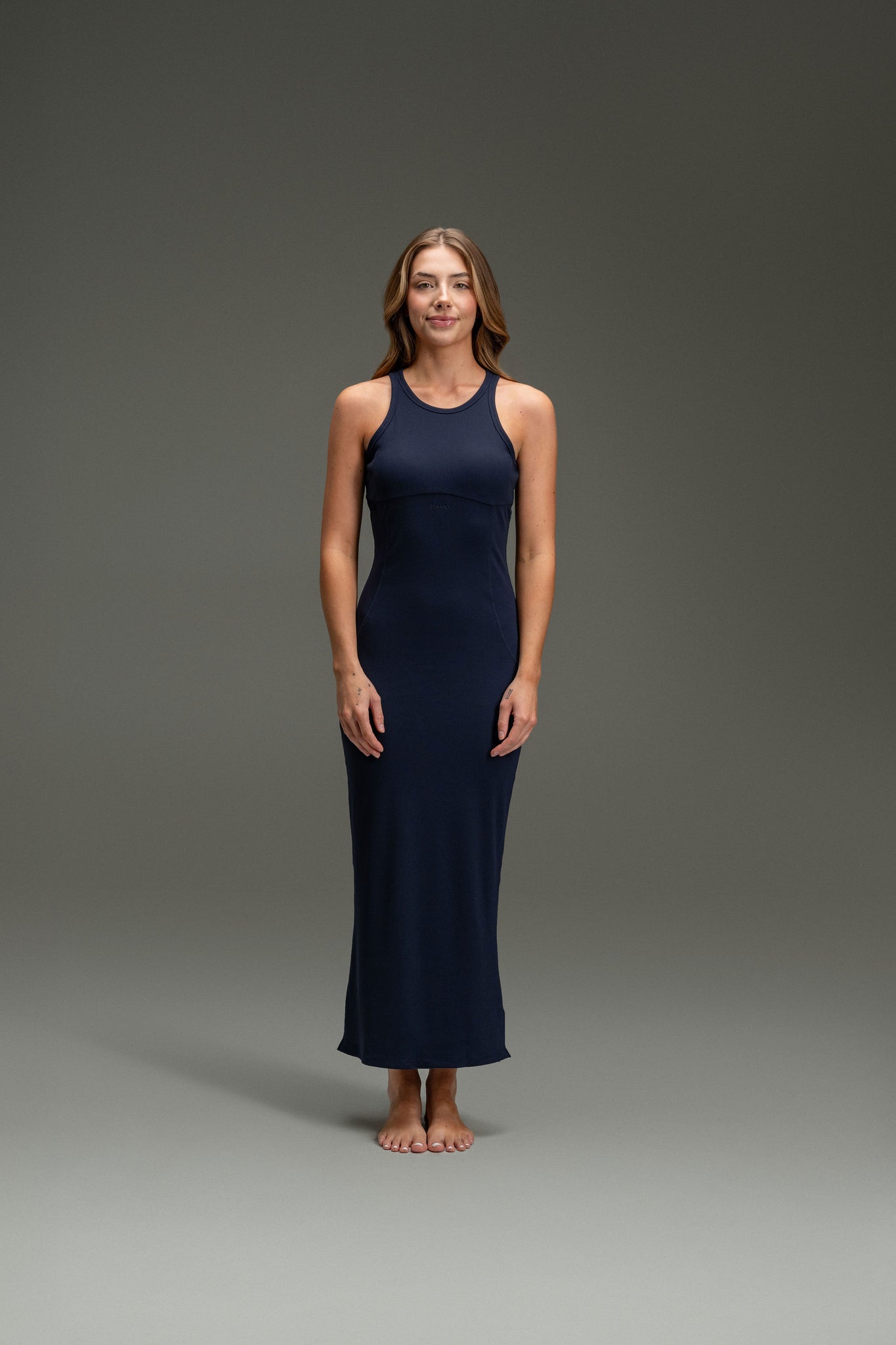 Rib Maxi Tank Dress - Navy Blue