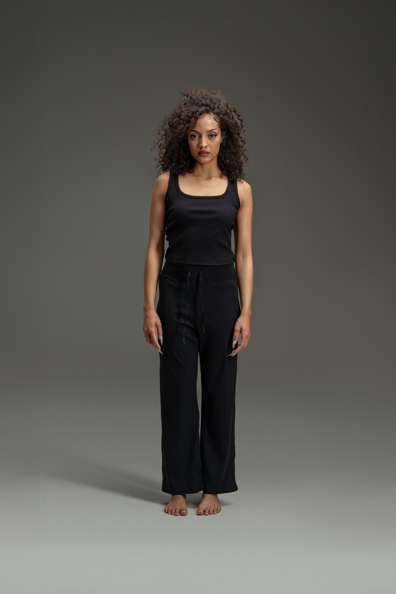 Rib Relaxed Pants 26"- Chaorcal Black